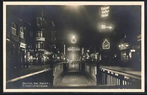 AK Berlin, Friedrichstrasse bei Nacht