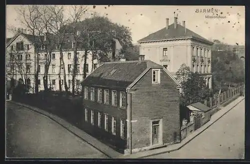 AK Barmen, Missionshaus mit Strasse aus der Vogelschau