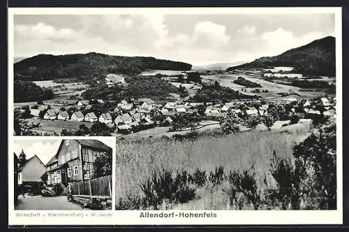 AK Allendorf-Hohenfels, Gasthaus und Handlung von W. Jacobi, Ortsansicht