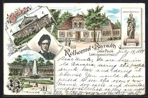 Lithographie Rollwenzel, Restaurant Rollwenzel, Jean Paul`s Lieblingsaufenthalt, Wagnerisches Nationaltheater, Eremitage