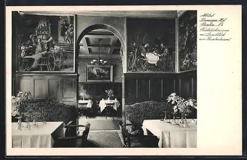AK Berlin, Hotel Danziger Hof R. Sobottka, Eichendorffstrasse 9, Frühstücksraum mit Durchblick zum Hauptrestaurant