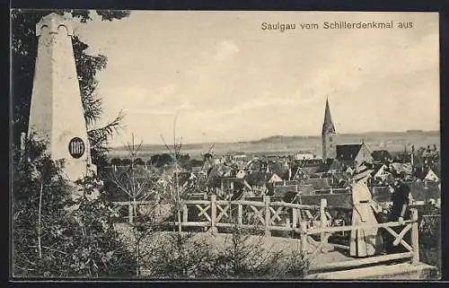 AK Saulgau, Ortsansicht vom Schillerdenkmal aus
