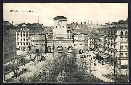 AK München, Strassenpartie am Isartor