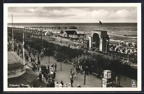 AK Seebad Bansin, Strand-Promenade mit Strandleben, Strandkörbe