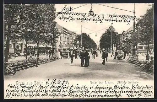 AK Berlin, Mittelpromenade Unter den Linden