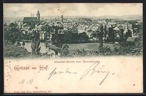 AK Hof, Gesamtansicht vom Theresienstein