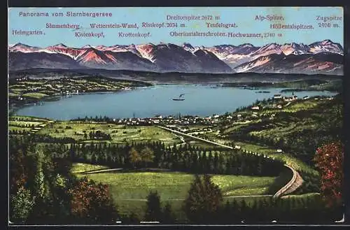 AK Starnberg, Panorama vom Starnberger See
