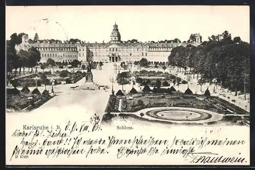 AK Karlsruhe, Schloss mit Parkanlage