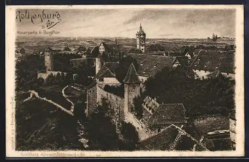 AK Rothenburg o. T., Mauerpartie b. Burgthor