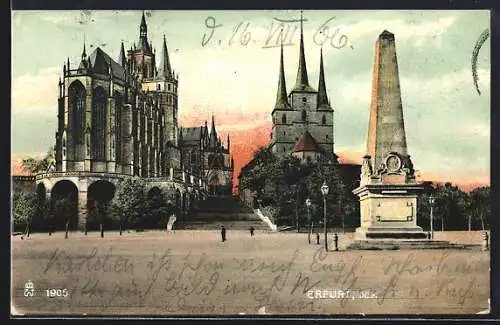 AK Erfurt, Dom mit Denkmal