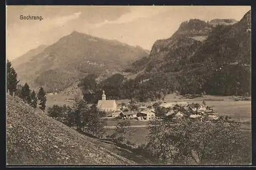 AK Sachrang, Ortsansicht mit Blick in Tal