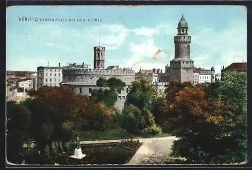 AK Görlitz, Demianplatz mit Kaisertrutz