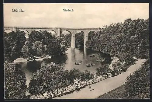 AK Görlitz, Viaduct mit Neisse