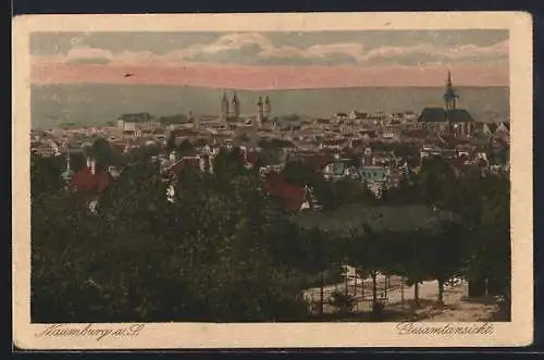 AK Naumburg a. S., Gesamtansicht bei Abendrdämmerung