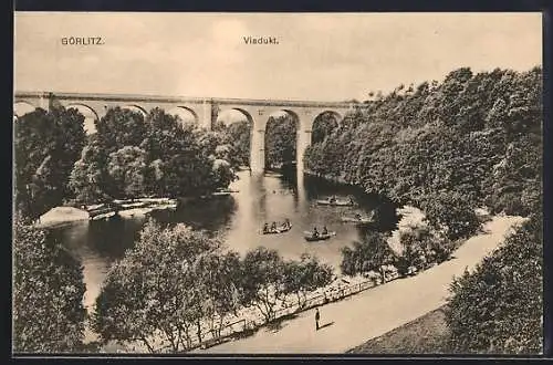 AK Görlitz, Viadukt mit Neisse