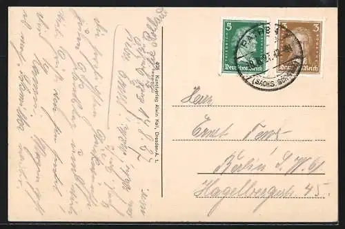 AK Königstein a. d. Elbe, Ortsansicht mit Festung