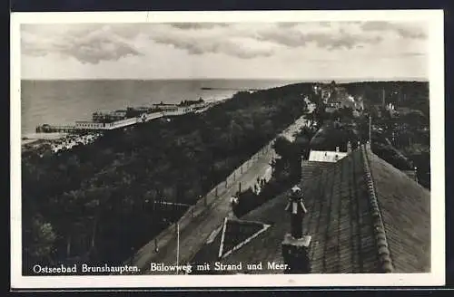 AK Brunshaupten, Bülowweg mit Stand und Meer