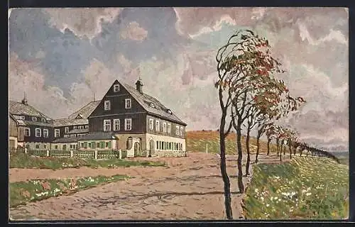 Künstler-AK Oberwiesenthal, Hotel Neues Haus