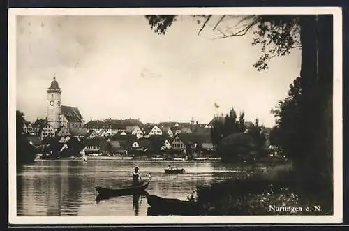 AK Nürtingen a. N, Ortsansicht vom Neckarufer