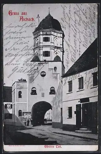 AK Aichach, Strassenpartie am Oberen Tor