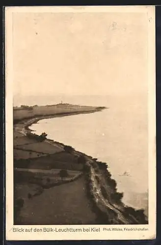 AK Kiel, Landschaftsblick auf den Bülk-Leuchtturm, Blick auf den Strand