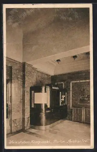 AK Berlin, Weinstuben Kempinski, Auskunftei