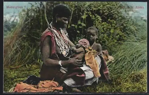 AK D. S. W. Afrika, Afrikanische Mutter mit Kind und Baby, afrikanische Volkstypen