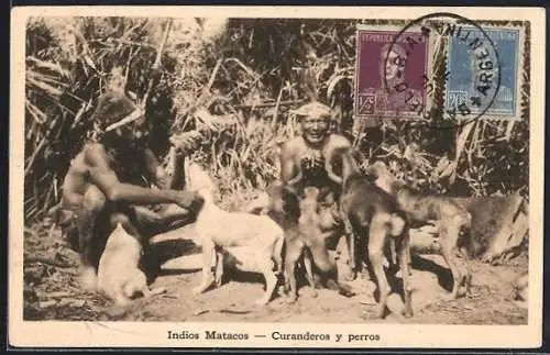 AK Argentinien, Indios Matacos, Curanderos y perros