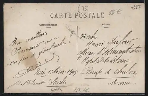 AK Paris, Mann mit Pferdekutsche