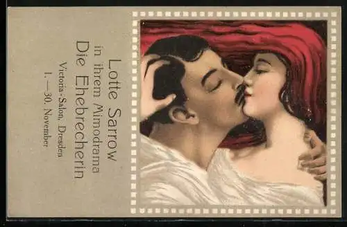 Künstler-AK Dresden, Lotte Sarrow in ihrem Mimodrama Die Ehebrecherin im Victoria Salon