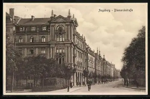 AK Augsburg, Blick in die Bismarckstrasse