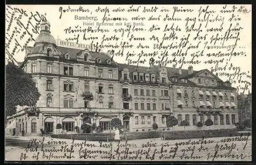 AK Bamberg, Hotel Bellevue mit Kgl. Bank