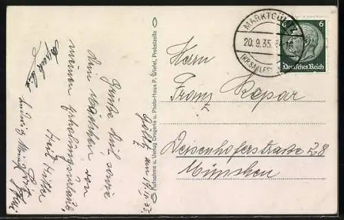 AK Oberloquitz, Totalansicht aus der Vogelschau, Eilhauers Gasthaus
