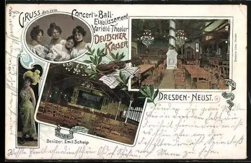 AK Dresden-Neustadt, Concert- & Ball-Etablissement Variété-Theater Deutscher Kaiser, Innenansichten