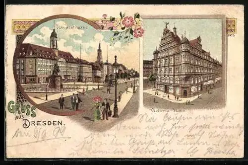 Lithographie Dresden, Victoria Haus und Haupstrasse