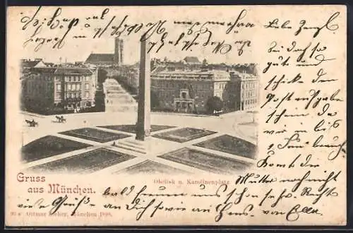 AK München, Obelisk und Karolinenplatz
