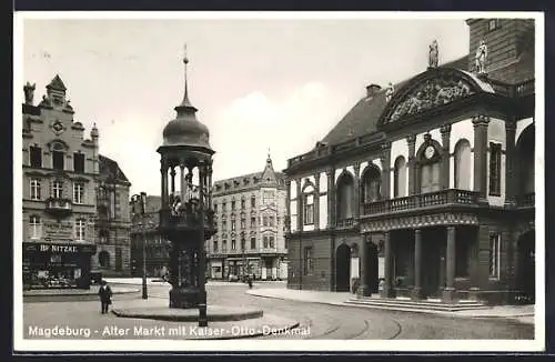 AK Magdeburg, alter Markt mit Kaiser-Otto-Denkmal