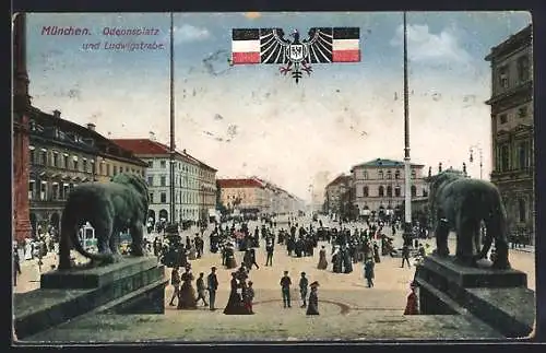 AK München, Odeonsplatz und Ludwigstrasse