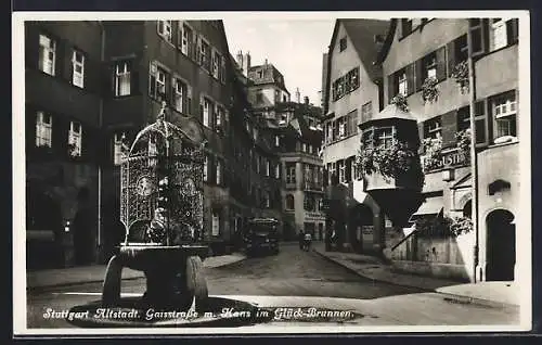 AK Stuttgart, Altstadt, Gaisstrasse m.Hans im Glück-Brunnen