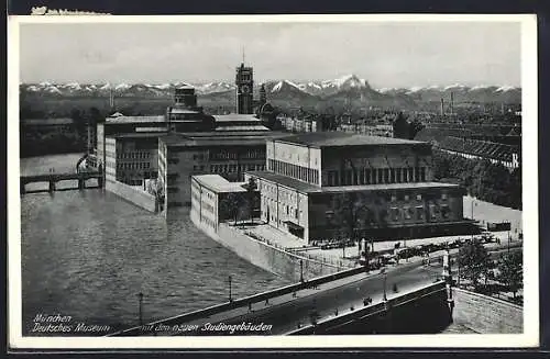 AK München, deutsches Museum mit den neuen Studiengebäuden