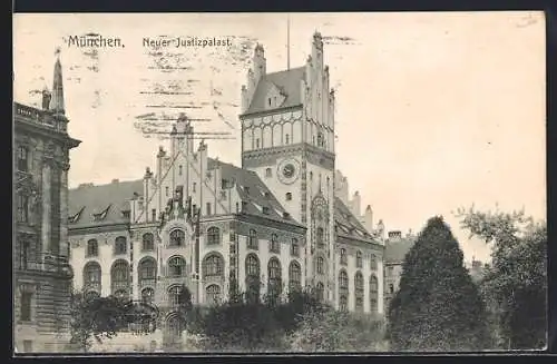 AK München, Blick um neuen Justizpalast