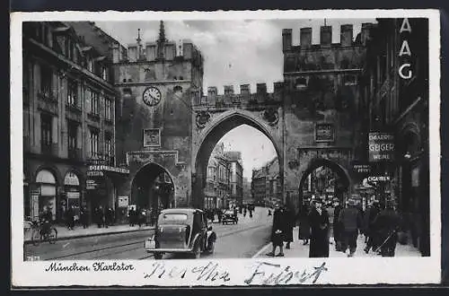 AK München, Strassenpartie am Karlstor mit Hotel Deutscher Hof