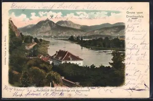 AK Bad Honnef, Siebengebirge mit Drachenfels, Rolandseck und Nonnenwerth