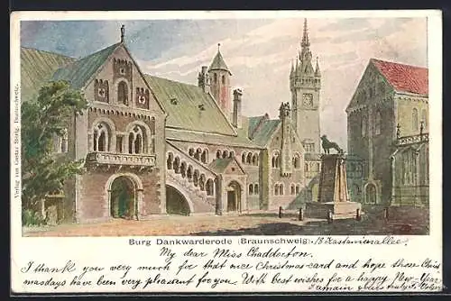 AK Braunschweig, Burg Dankwarderode mit Löwenstandbild