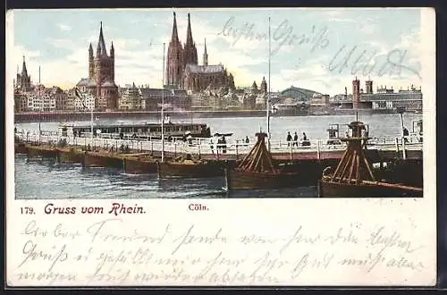 AK Köln /Rhein, Uferpartie mit Dom