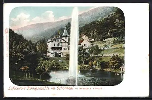 AK Königsmühle, Ortsansicht mit Fontäne