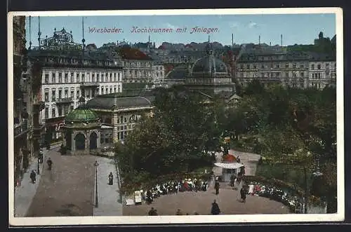 AK Wiesbaden, Kochbrunnen mit Anlagen
