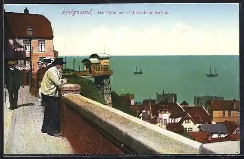 AK Helgoland, Falm mit Blick auf elektrischen Aufzug