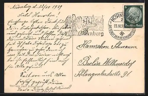 AK Nürnberg, Partie an der Maxbrücke mit Häusern im Fachwerkstil