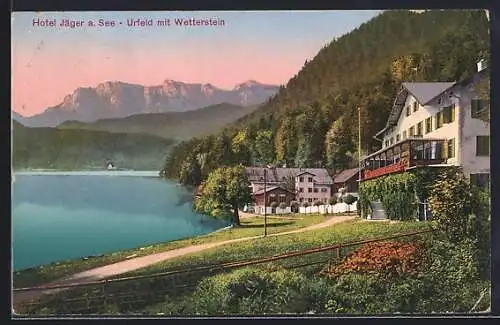 AK Urfeld am Walchensee, Hotel Jäger a. See